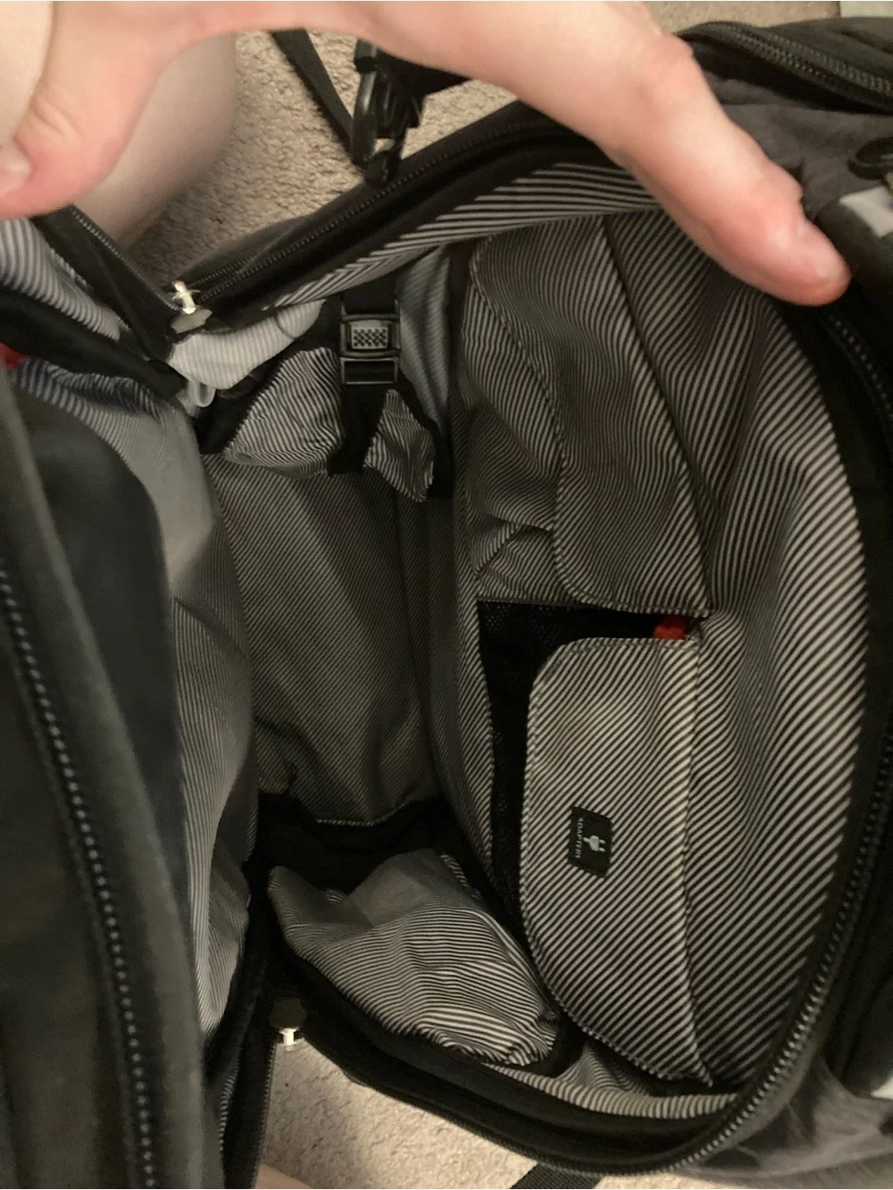 SwissGear Gray and Black Travel Backpack with Red Logo